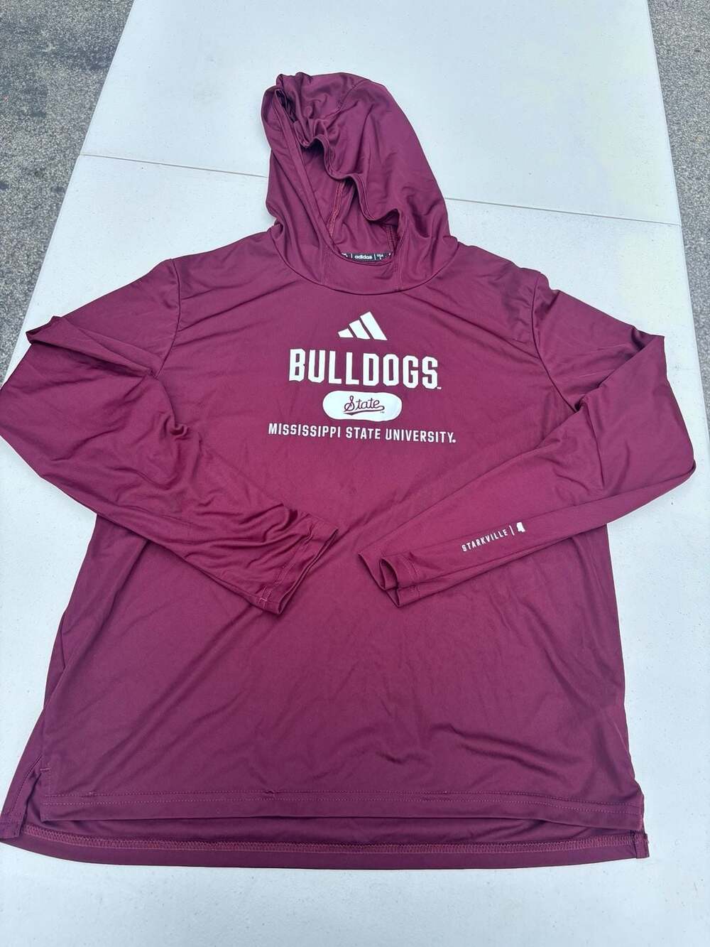 Adidas Mississippi State Bulldogs Maroon Performance Hooded T Shirt Large